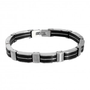 Bracelet acier inoxydable caoutchouc noir