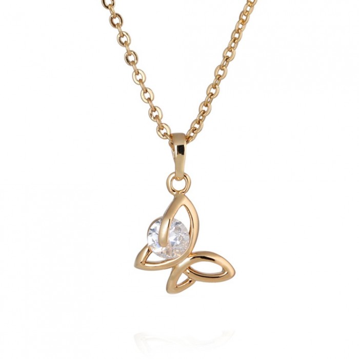 Collier papillon oxyde de zirconium doré