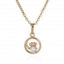 Collier double coeurs oxyde de zirconium cercle doré