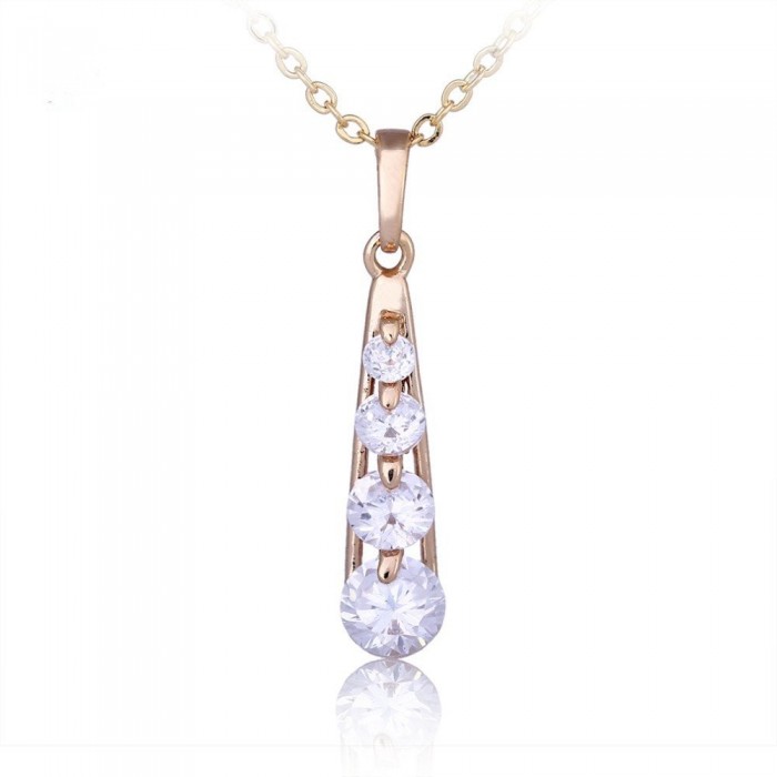 Collier oxyde de zirconium alignés tombants doré