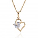 Collier coeur doré et coeur oxyde zirconium