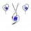 Parure bijoux boucles d'oreilles coeur puce argentée Couleur Bleu roi