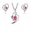 Parure bijoux boucles d'oreilles coeur puce argentée Couleur Rose Fushia