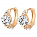 Boucles d'oreilles anneaux 3 oxyde de zirconium doré