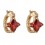 Boucles d'oreilles anneaux oxyde de zirconium en croix doré Couleur Rouge