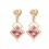 Boucles d'oreilles coeur tombantes losanges oxyde de zirconium doré Couleur Rose