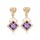 Boucles d'oreilles coeur tombantes losanges oxyde de zirconium doré Couleur Violet