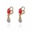 Boucles d'oreilles coeur goutte oxyde de zirconium doré Couleur Rouge