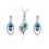 Parure bijoux goutte océan boucles d'oreilles clou pendantes argentée Couleur Bleu turquoise