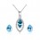 Parure bijoux ovale boucles d'oreilles goutte puce argentée Couleur Bleu turquoise