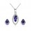 Parure bijoux ovale boucles d'oreilles goutte puce argentée Couleur Violet