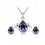 Parure bijoux goutte aile d'ange argentée Couleur Violet