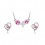 Parure bijoux papillon boucles d'oreilles coeur argentée Couleur Rose Fushia