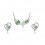 Parure bijoux papillon boucles d'oreilles coeur argentée Couleur Vert