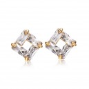 Boucles d'oreilles carrées oxyde de zirconium doré