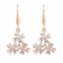 Boucles d'oreilles 3 fleurs oxyde de zirconium doré rose