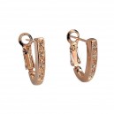 Boucles d'oreilles anneaux 4 strass doré rose