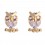 Boucles d'oreilles hibou sur une branche oxyde de zirconium doré Couleur Blanc