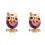 Boucles d'oreilles hibou sur une branche oxyde de zirconium doré Couleur Rouge