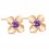 Boucles d'oreilles fleur à 4 pétales oxyde de zirconium doré Couleur Violet