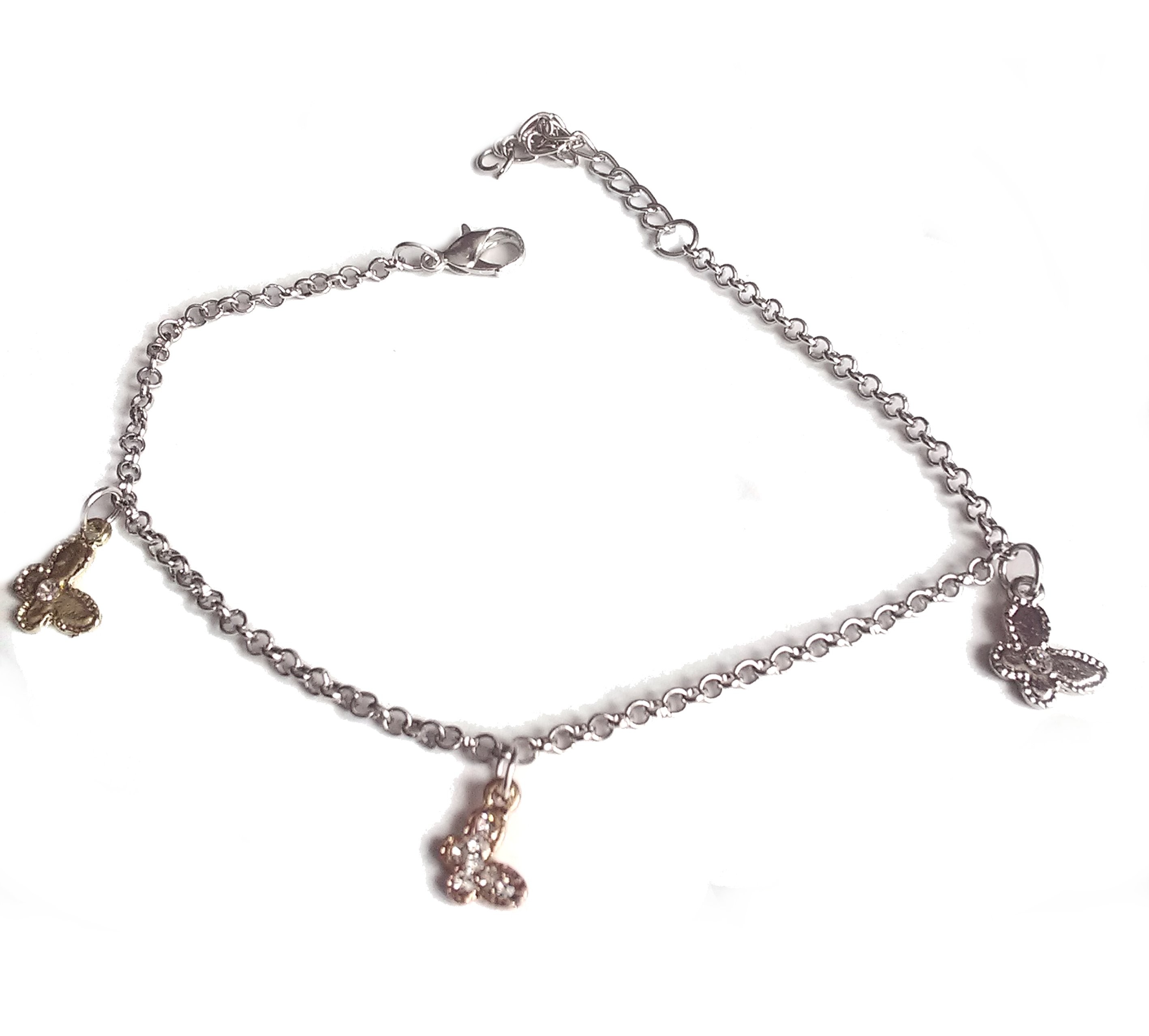 Argent Sterling 925 9/" 11/" réglable Rolo Perles Bracelet De Cheville Bracelet